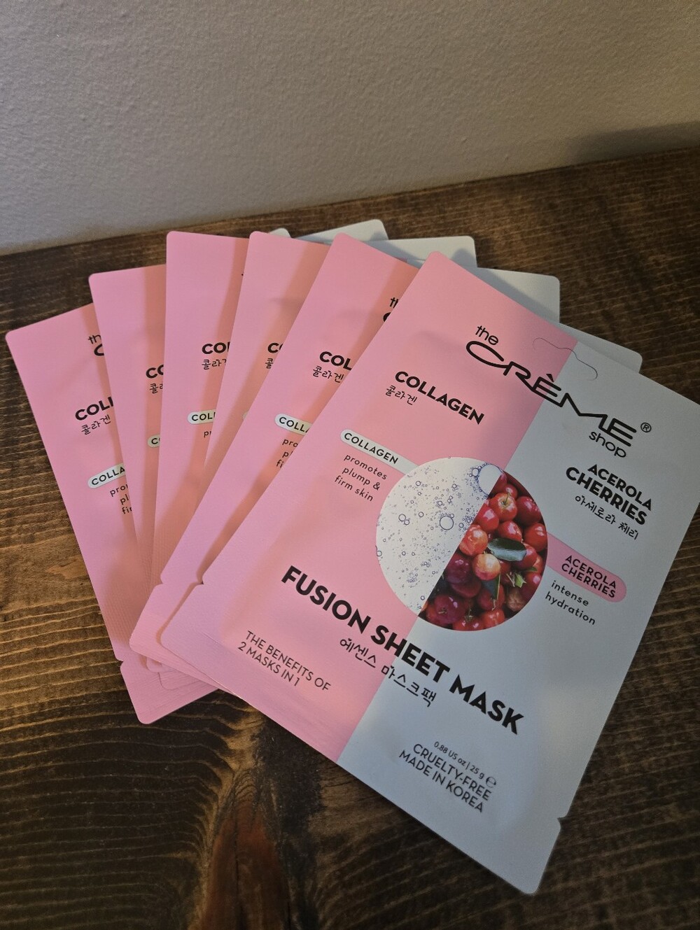 Set Of 6 The Creme Shoo Collagen And Cherries Fusion Sheet Masks